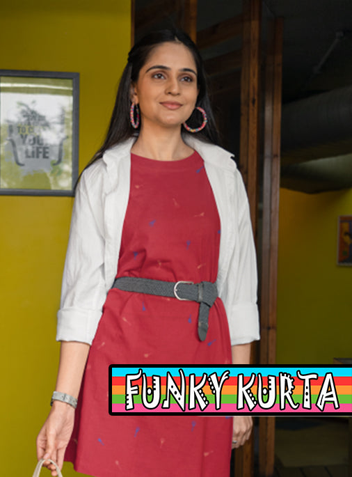 Funky Pink Guitar Kurta Design (Unstitched)