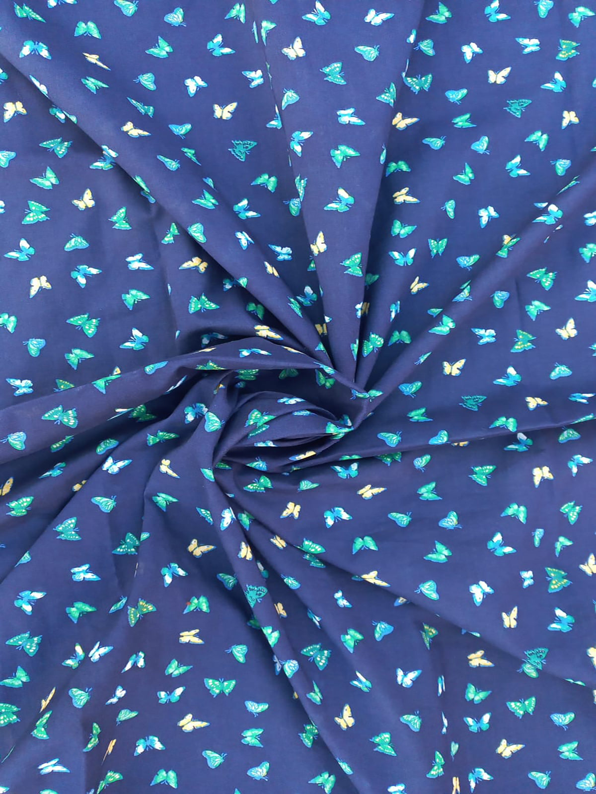 Neon Butterfly Blue Kurta Print (Unstitched)