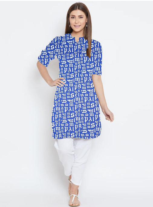 Blue ABCD Kurta Print (Unstitched)