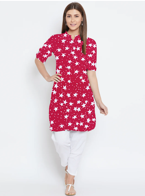 Cute Maroon Starry Kurta Print (Unstitched)